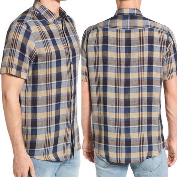 Rodd & Gunn Mens Size Large 100% Linen Pavilion Plaid Button-Up Shirt Collared - Picture 8 of 8